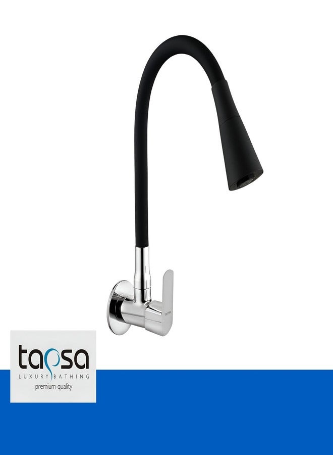 TAPSA LUXURY BATHING صنبور حوض Tapsa Kubix Prime - Flxo Play مع صنبور دوار مرن من السيليكون الأسود بزاوية 360 درجة ونمط تدفق مزدوج للماء الساخن أو البارد مع صنبور حوض مثبت على الحائط (نوع التثبيت على الحائط) - Image 2